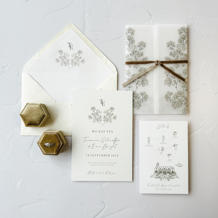 trouwkaart gipskruid kalkpapier omslag preview