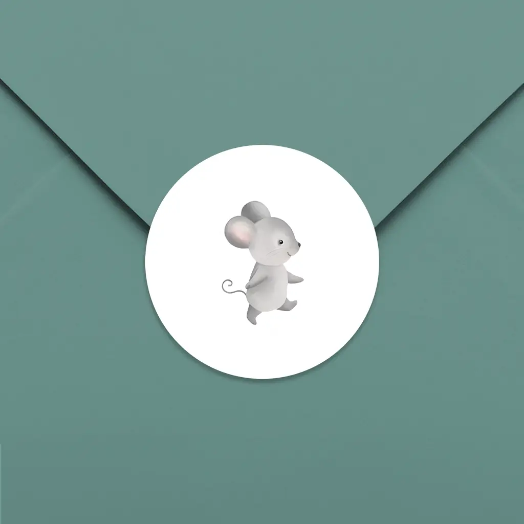 Lieve sluitsticker met getekend muisje - per 25 stuks