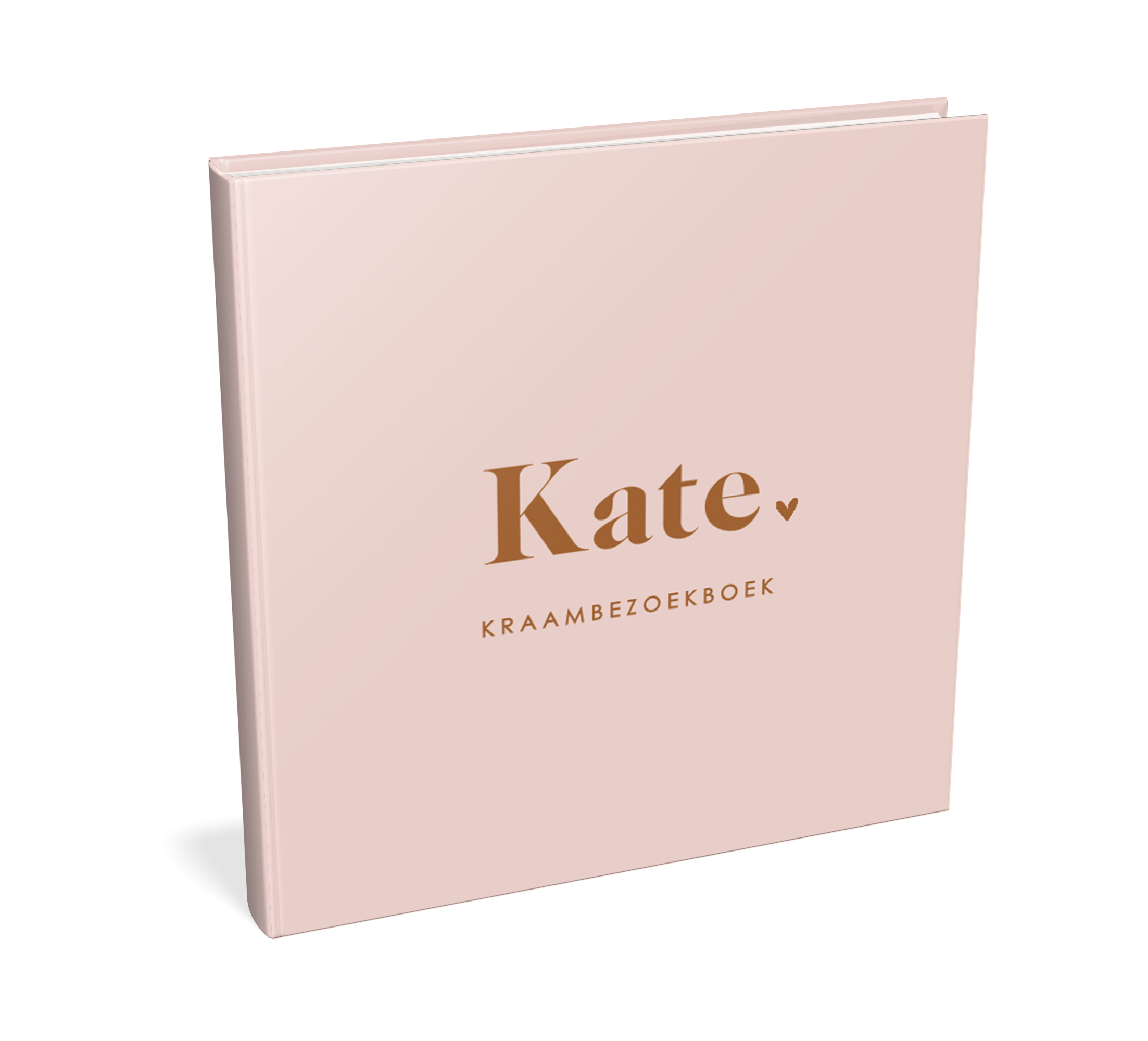 Minimalistisch roze kraambezoekboek met hartje