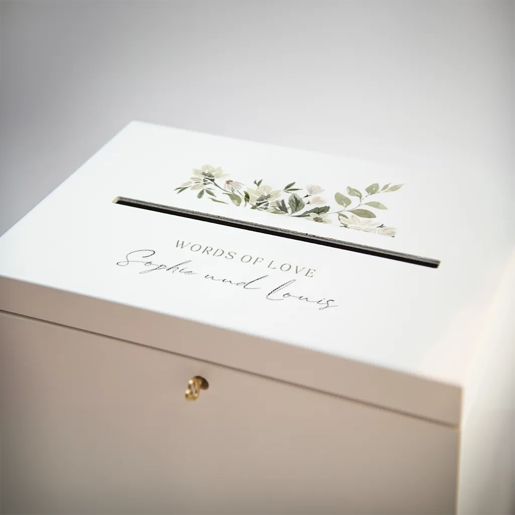 Kartenbox Hochzeit mit stilvollen Blumen
