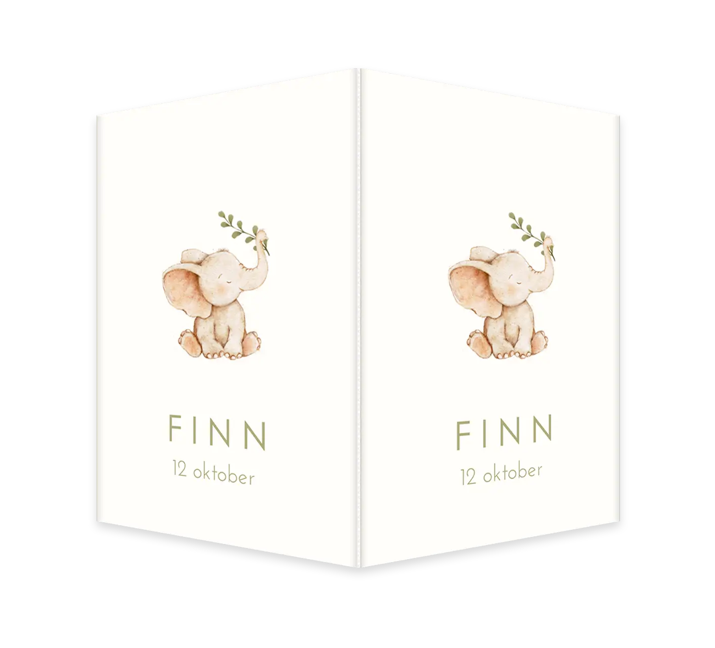 Geboortebord staand met olifantje en takje