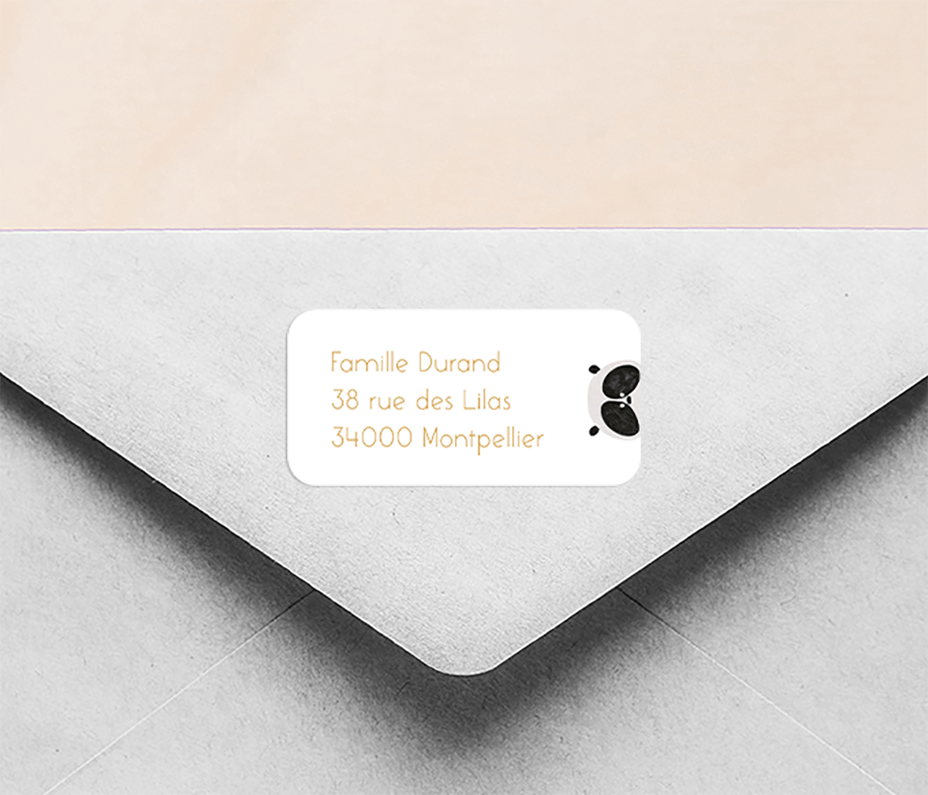 Étiquettes d'expéditeur avec un panda - 14 pièces