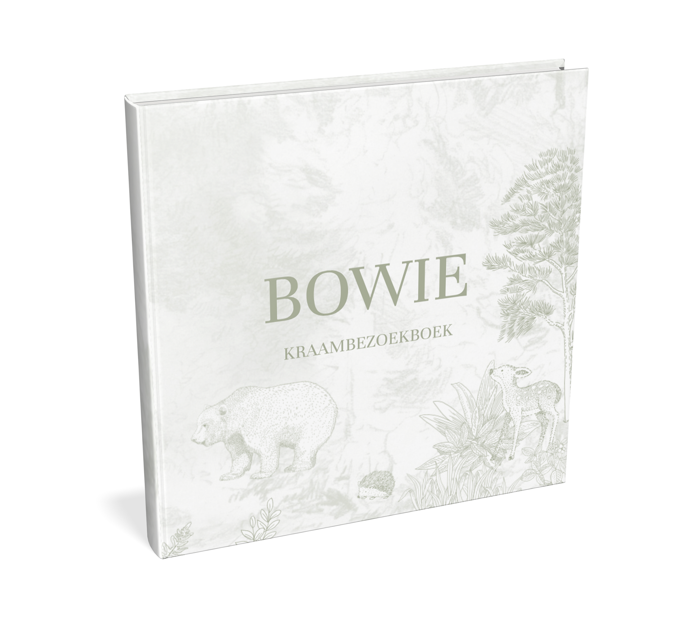 Kraambezoekboek groen met getekende bosdieren