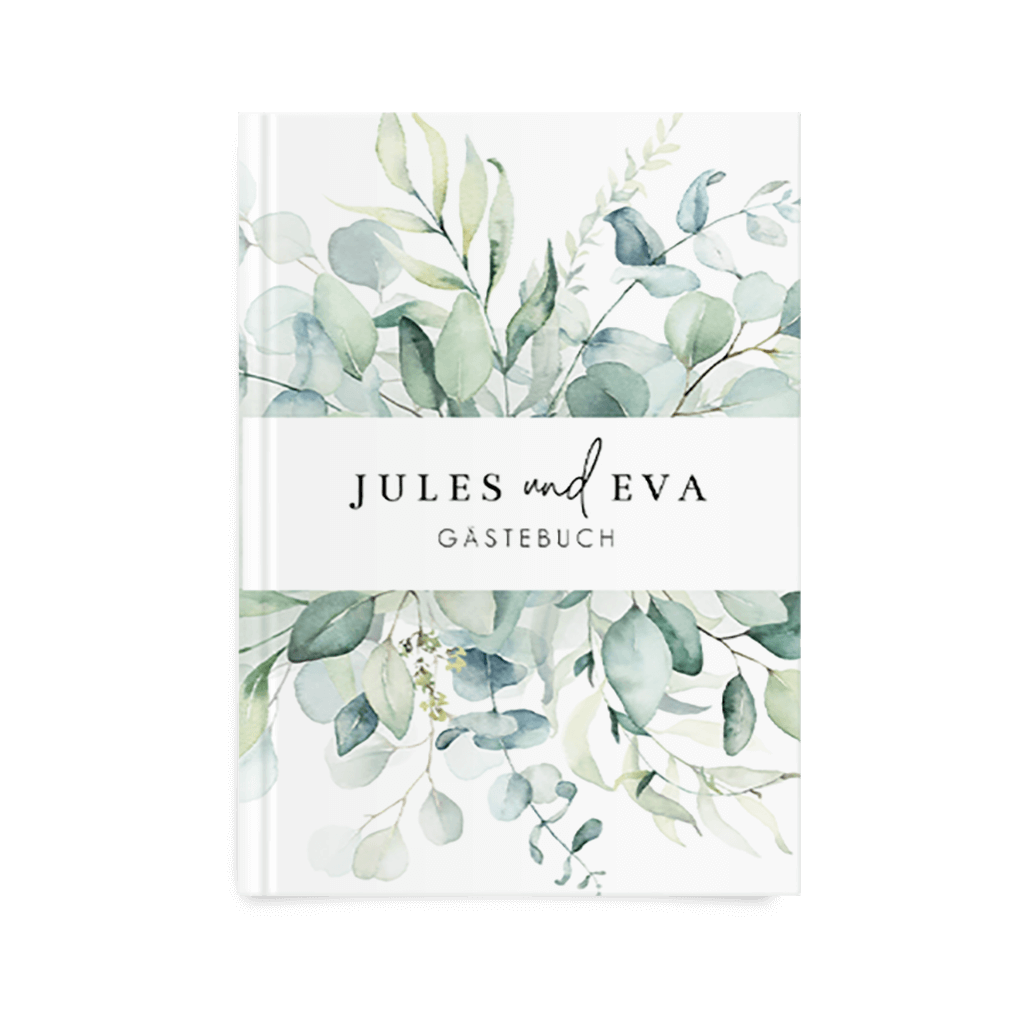 Gästebuch Eukalyptus Hochformat mit goldfarbigem Herz