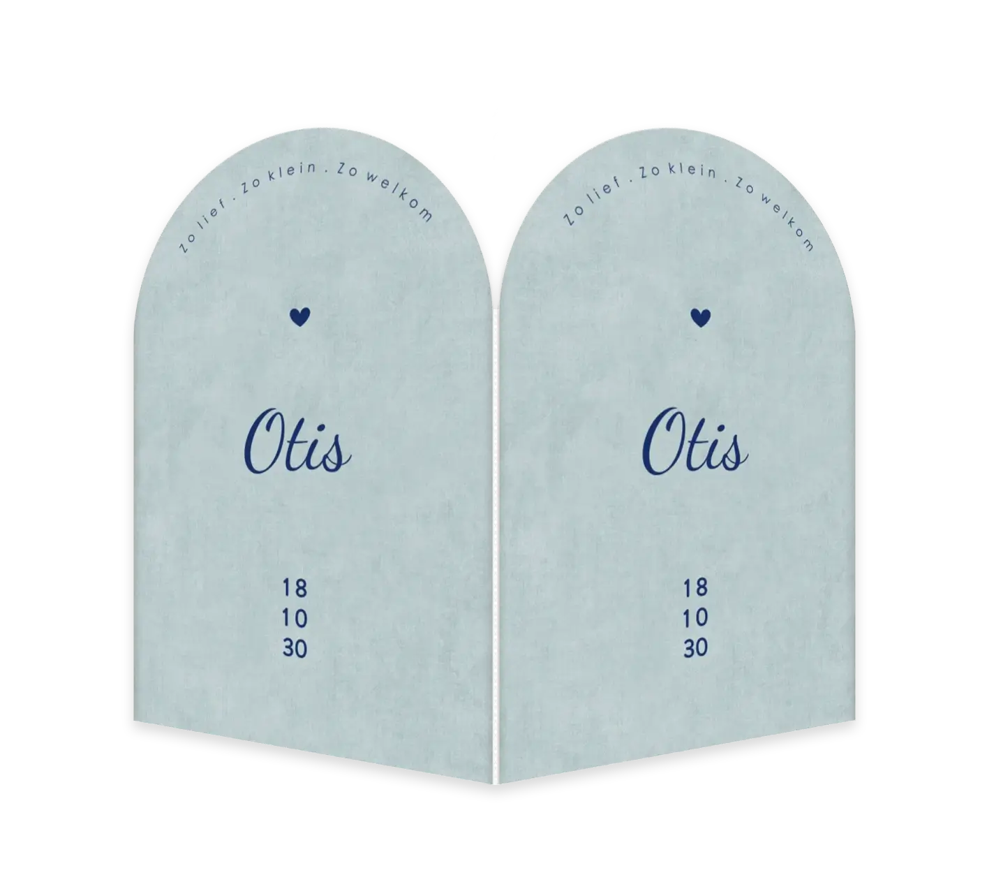 Boog raambord blauw met naam en hartje