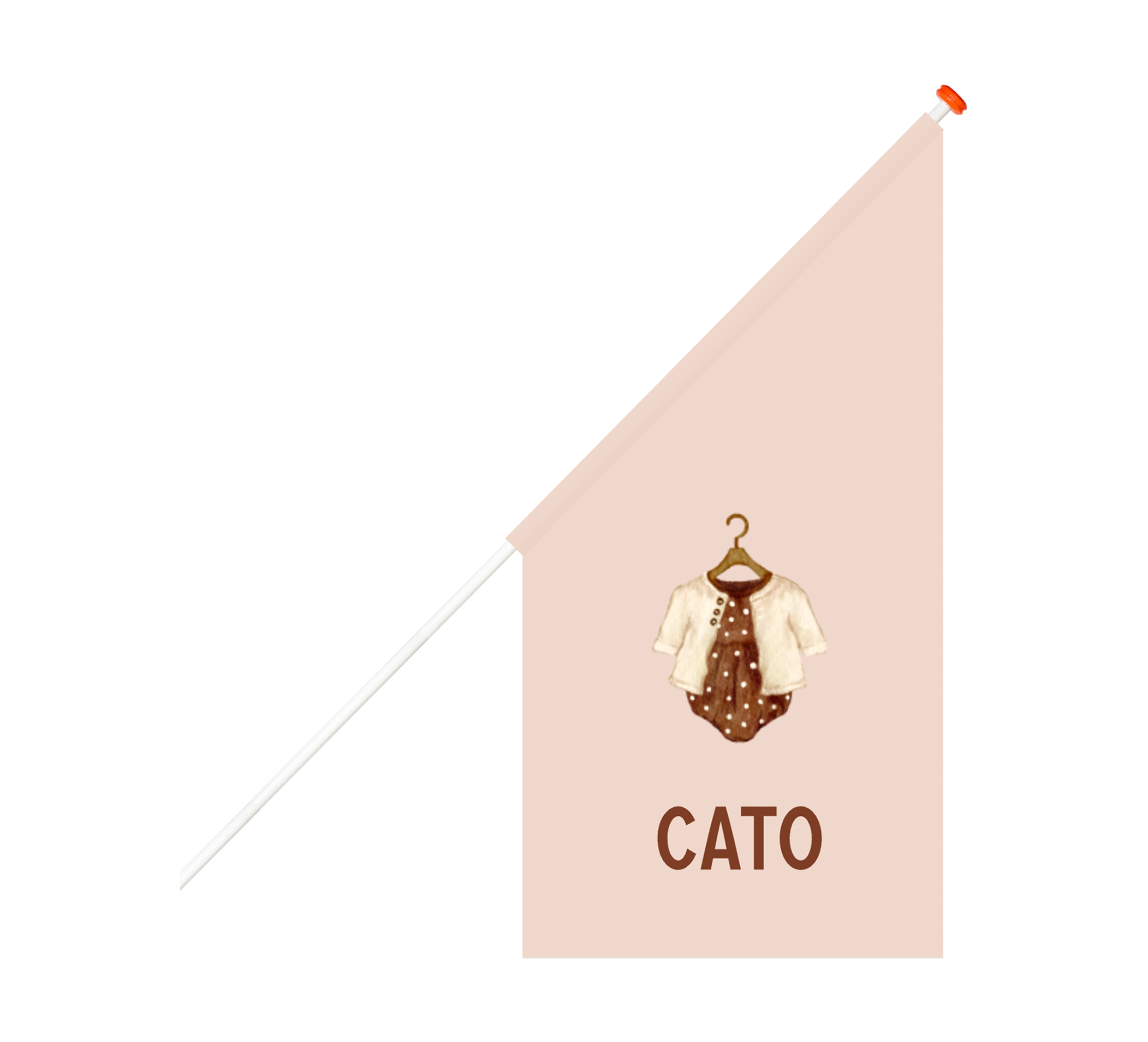 Roze geboortevlag met babykleertjes en naam