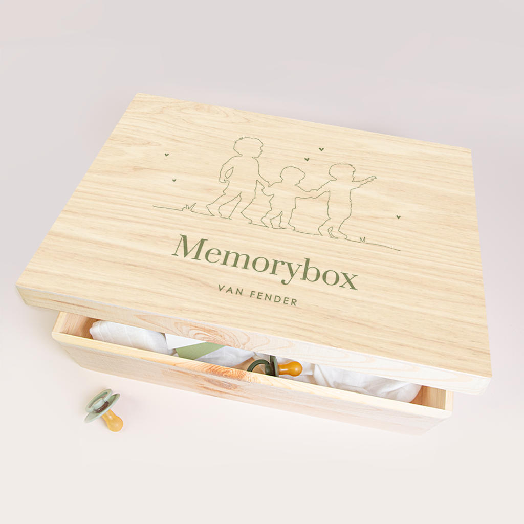 Klassieke memorybox voor een broertje met silhouetten