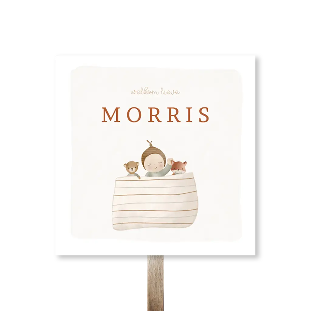 Tuinbord met baby en knuffels