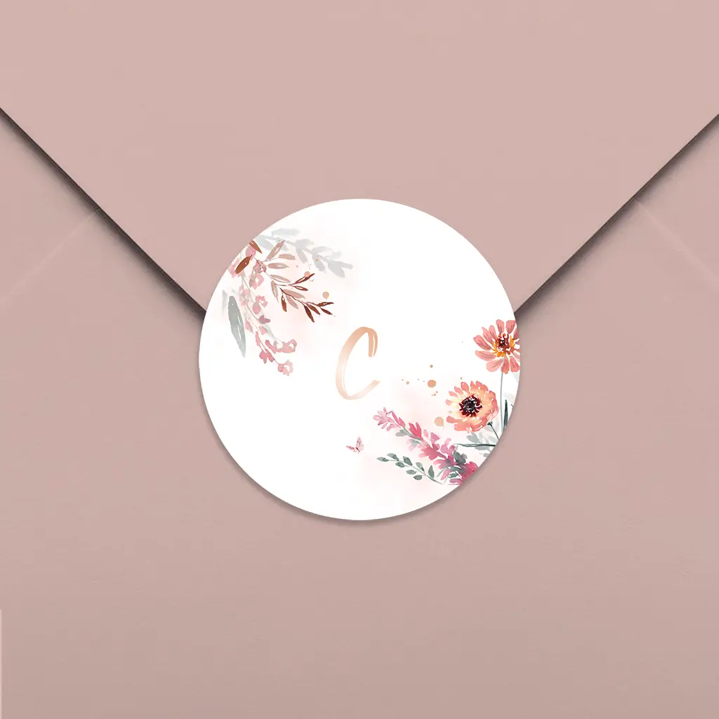 Vrolijke sluitsticker met bloemen en vlinders - per vel