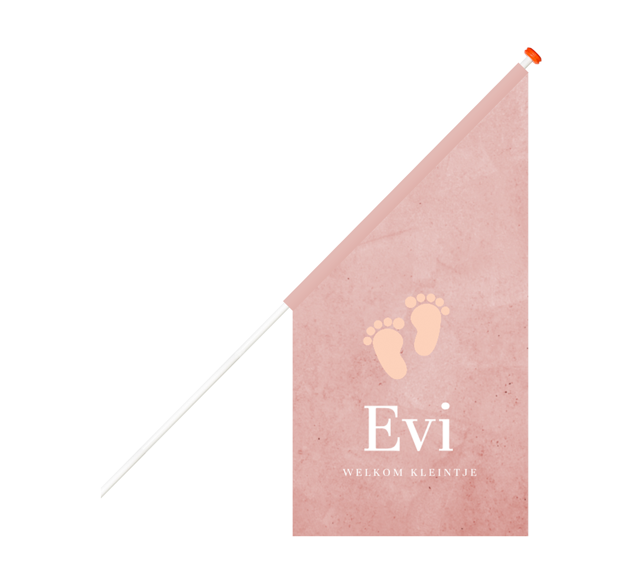 Geboortevlag met voetjes op roze velvet-look