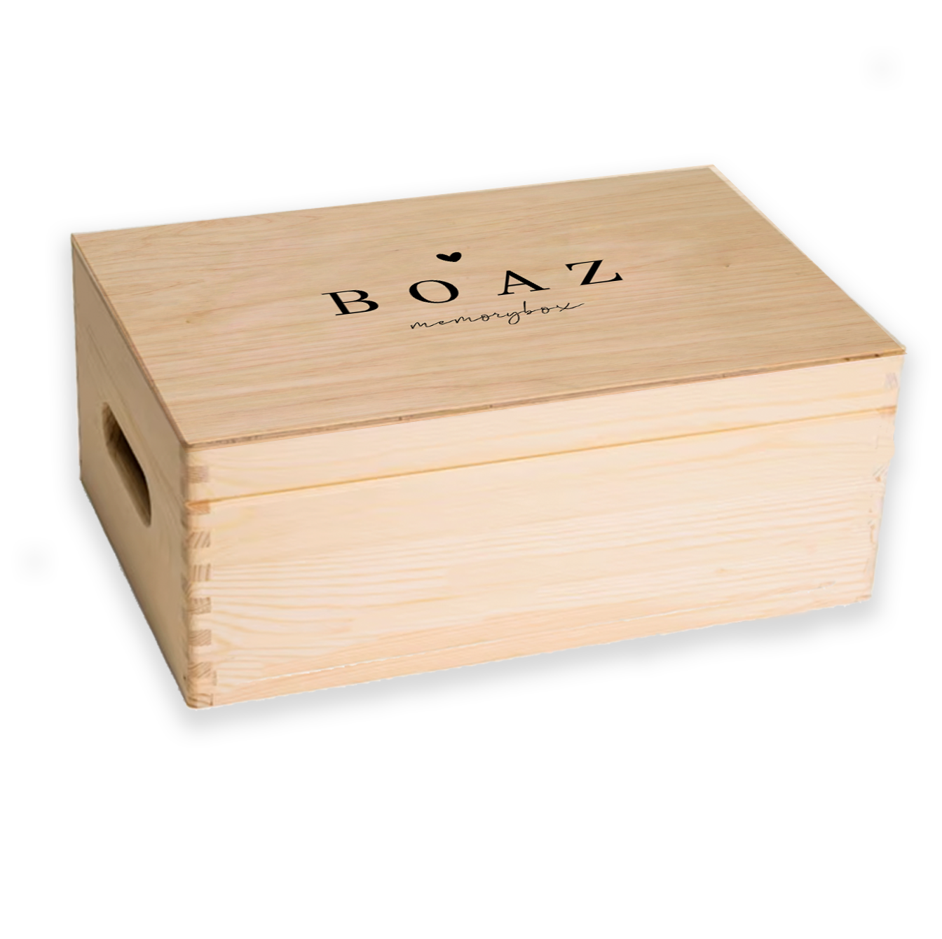 Memorybox jongen naam en zwart hartje
