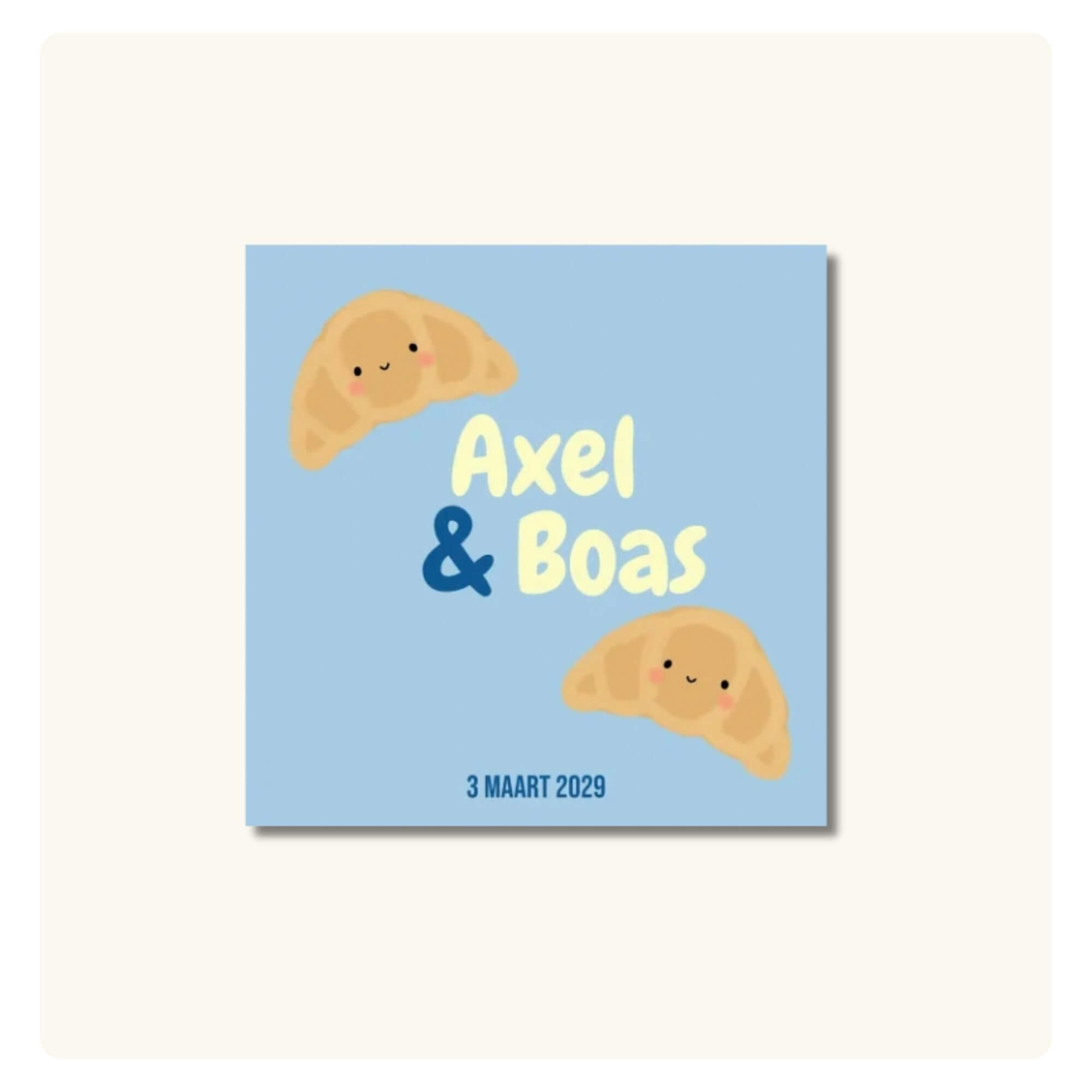 Croissant Tweeling | Geboortekaart