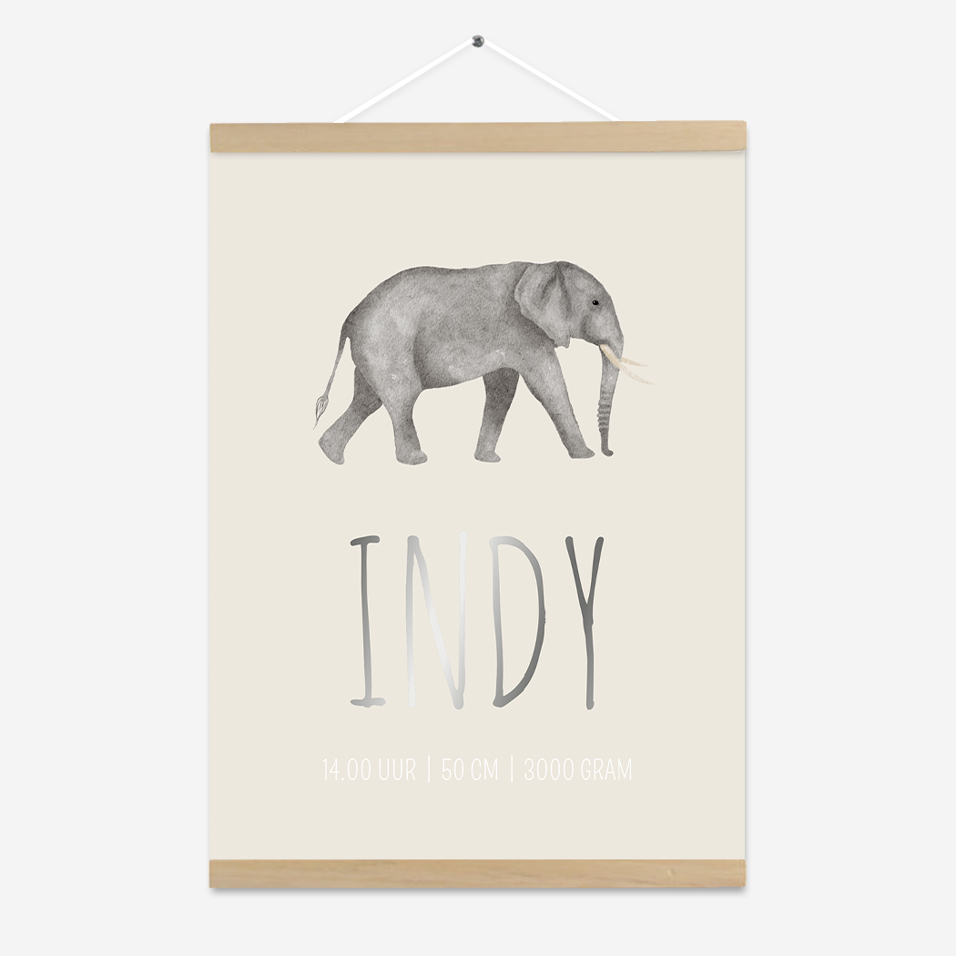 Poster Dieren Beige Olifant Neutraal