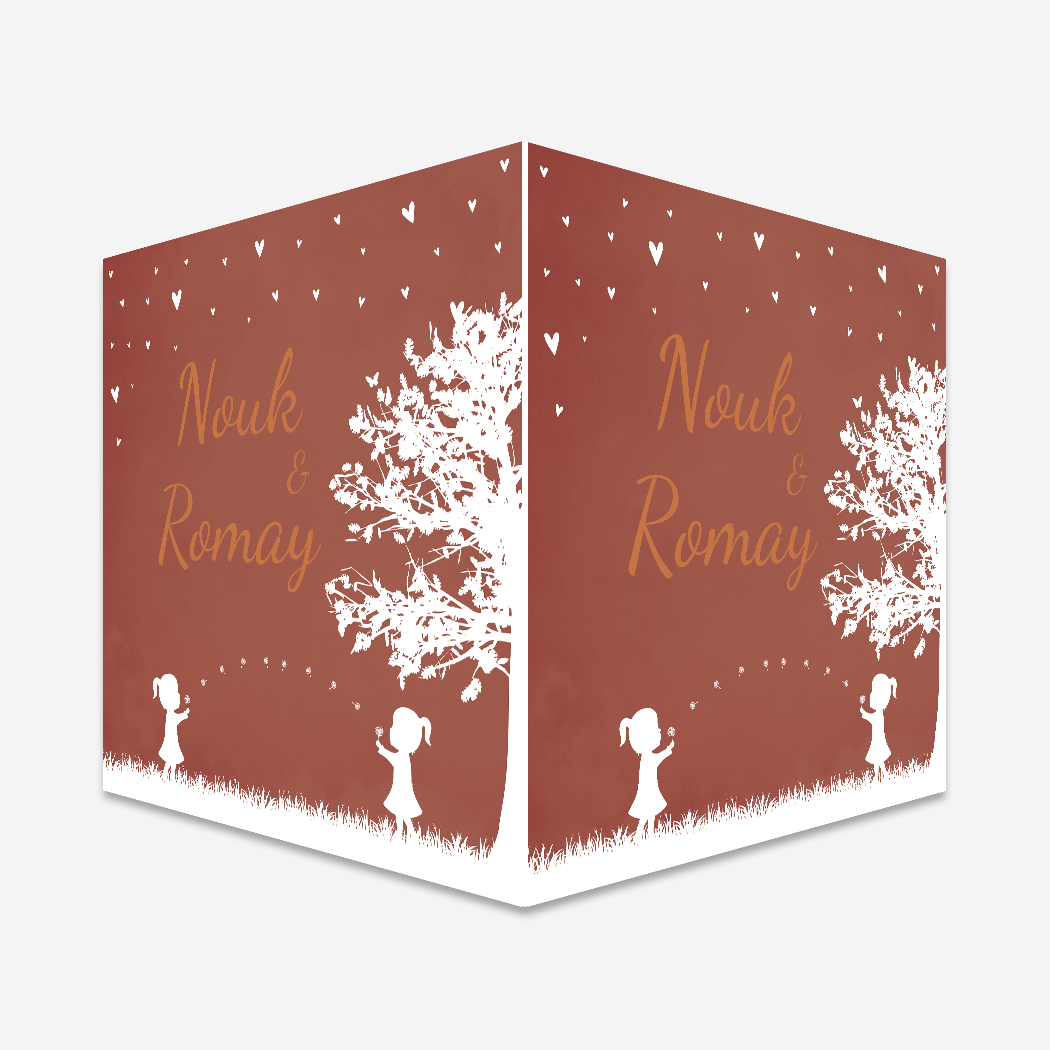 Raambord Geboorte Tweeling Silhouetten Paardenbloem