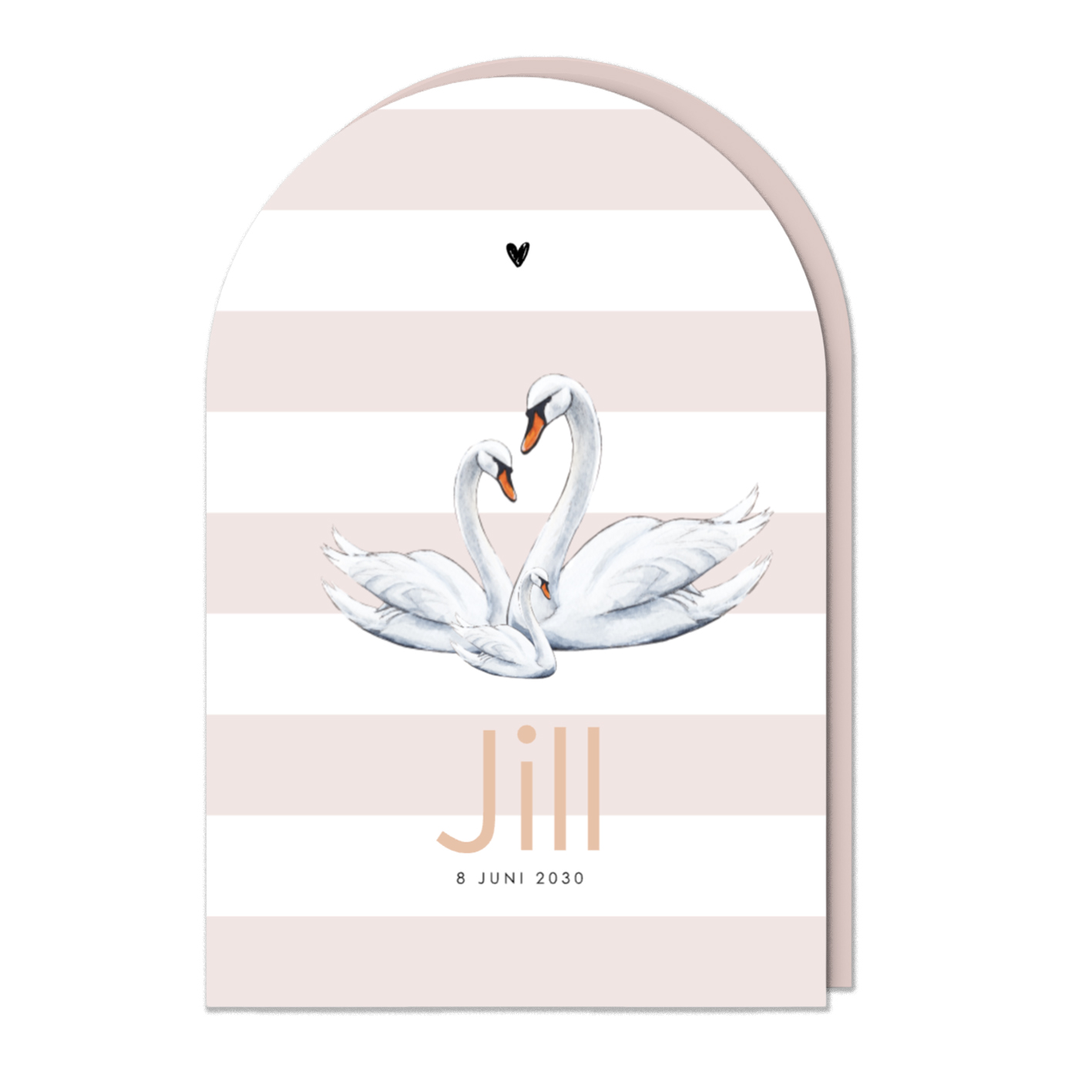 Dubbel boogkaartje met zwaantjes