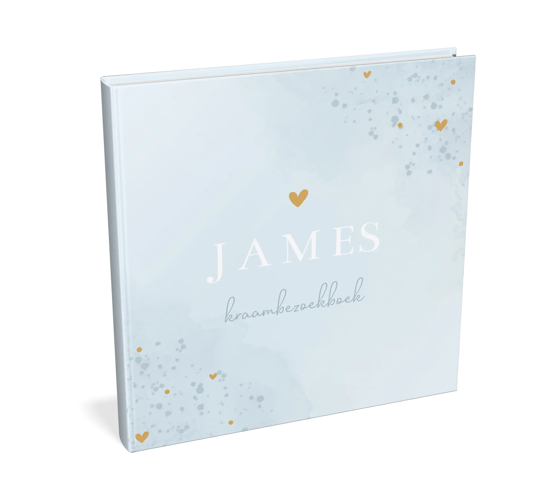 Kraambezoekboek met lichtblauwe watercolour en spetters