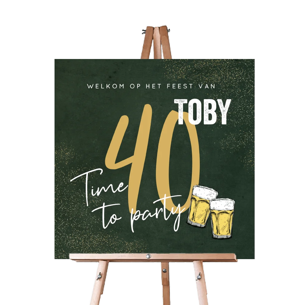 Welkomstbord voor verjaardag met bier