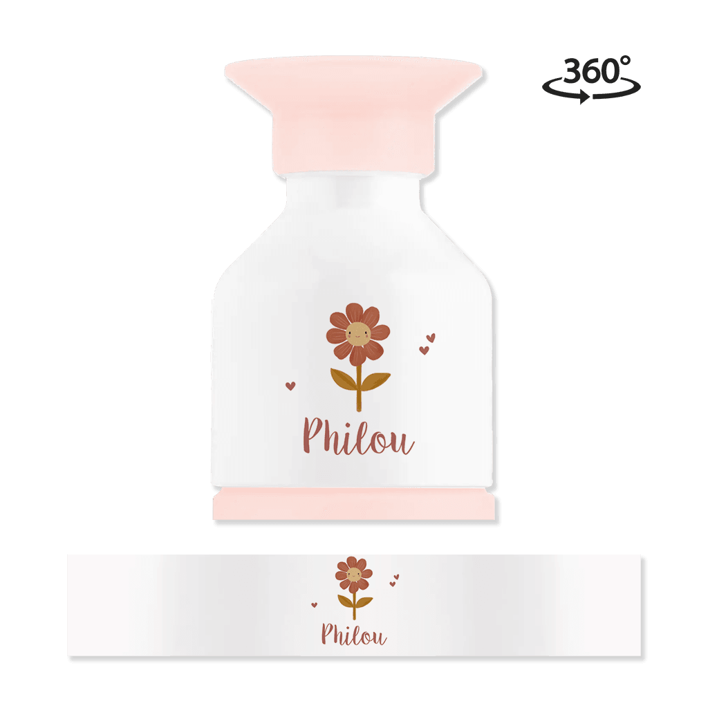 Dopper steel MINI met naam en bloem