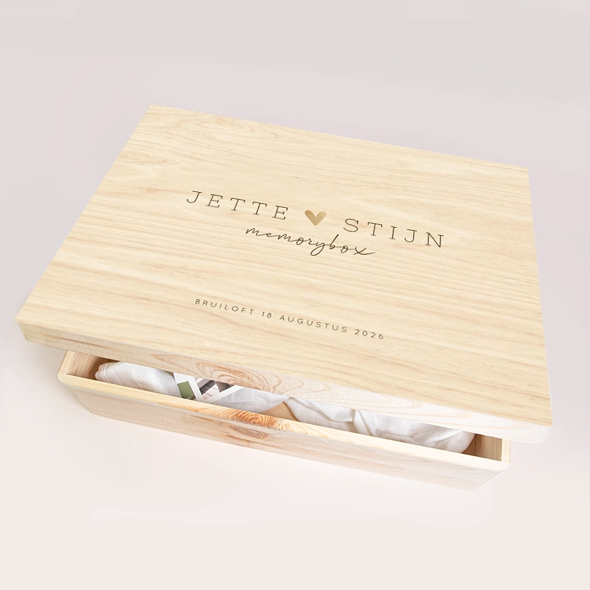 Memorybox bruiloft typografisch met hartje