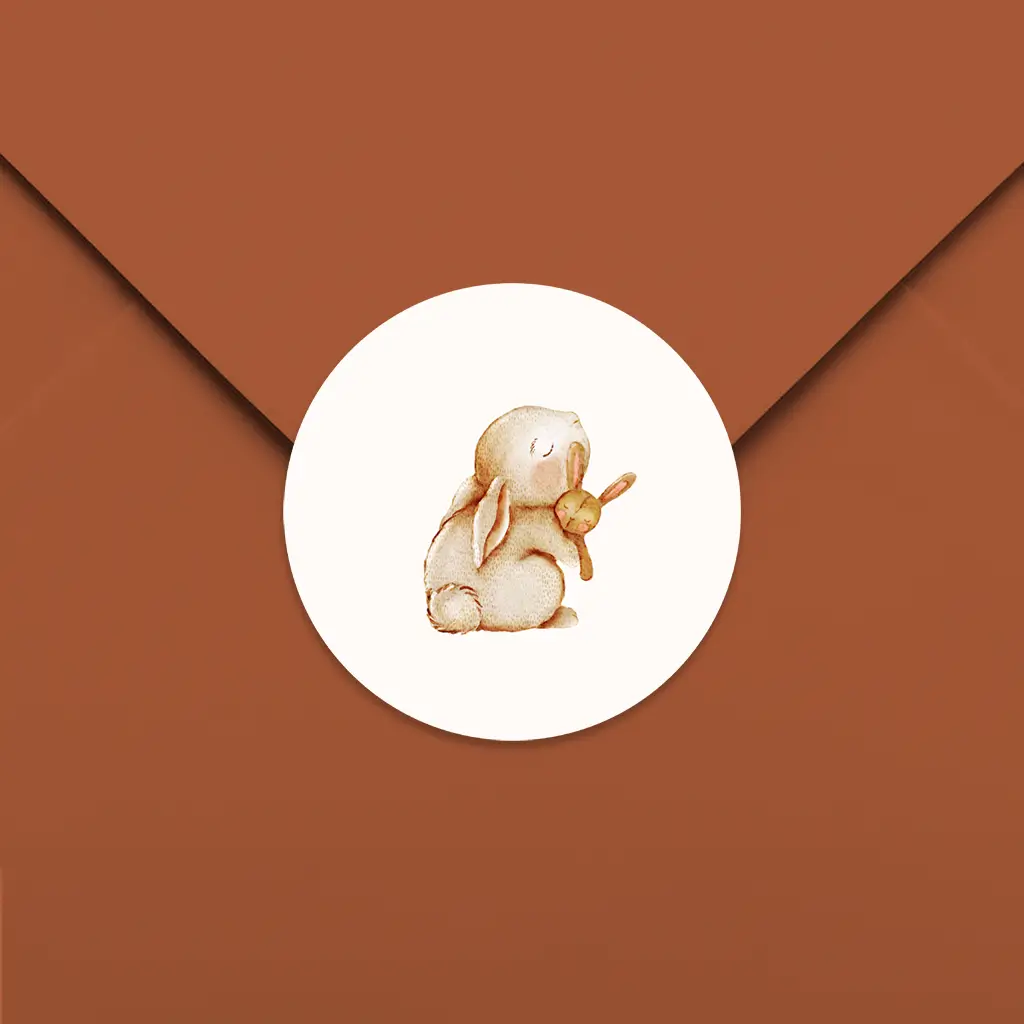 Sluitsticker met konijntje en knuffel - per 25 stuks