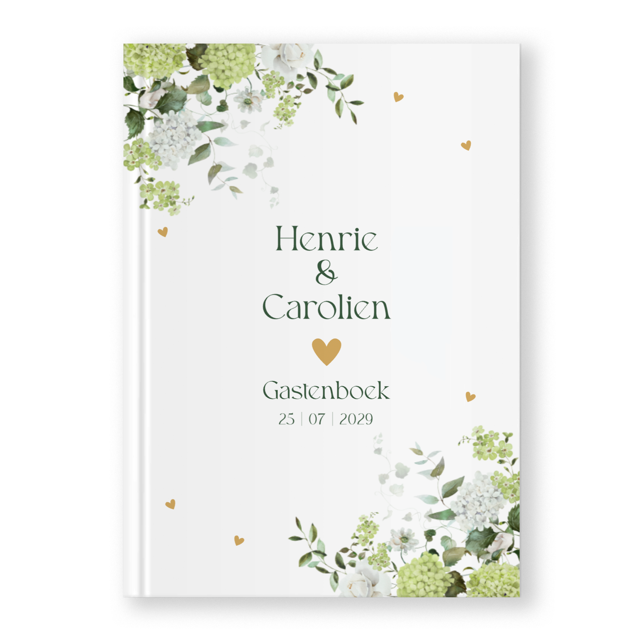 Gastenboek hortensia bloemen groen wit rechthoekig