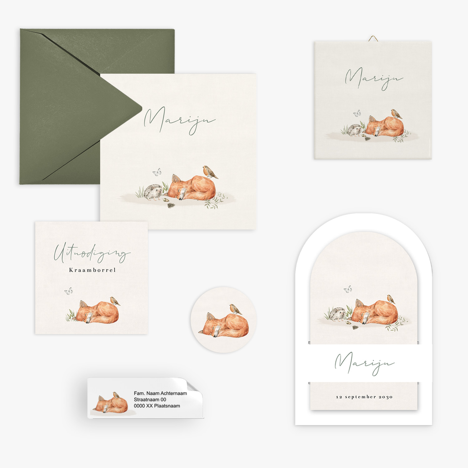doorlink geboortekaartjes set little dreaming fox