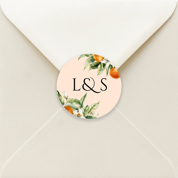 Sluitzegels huwelijk Mediterraans sinaasappels oranje