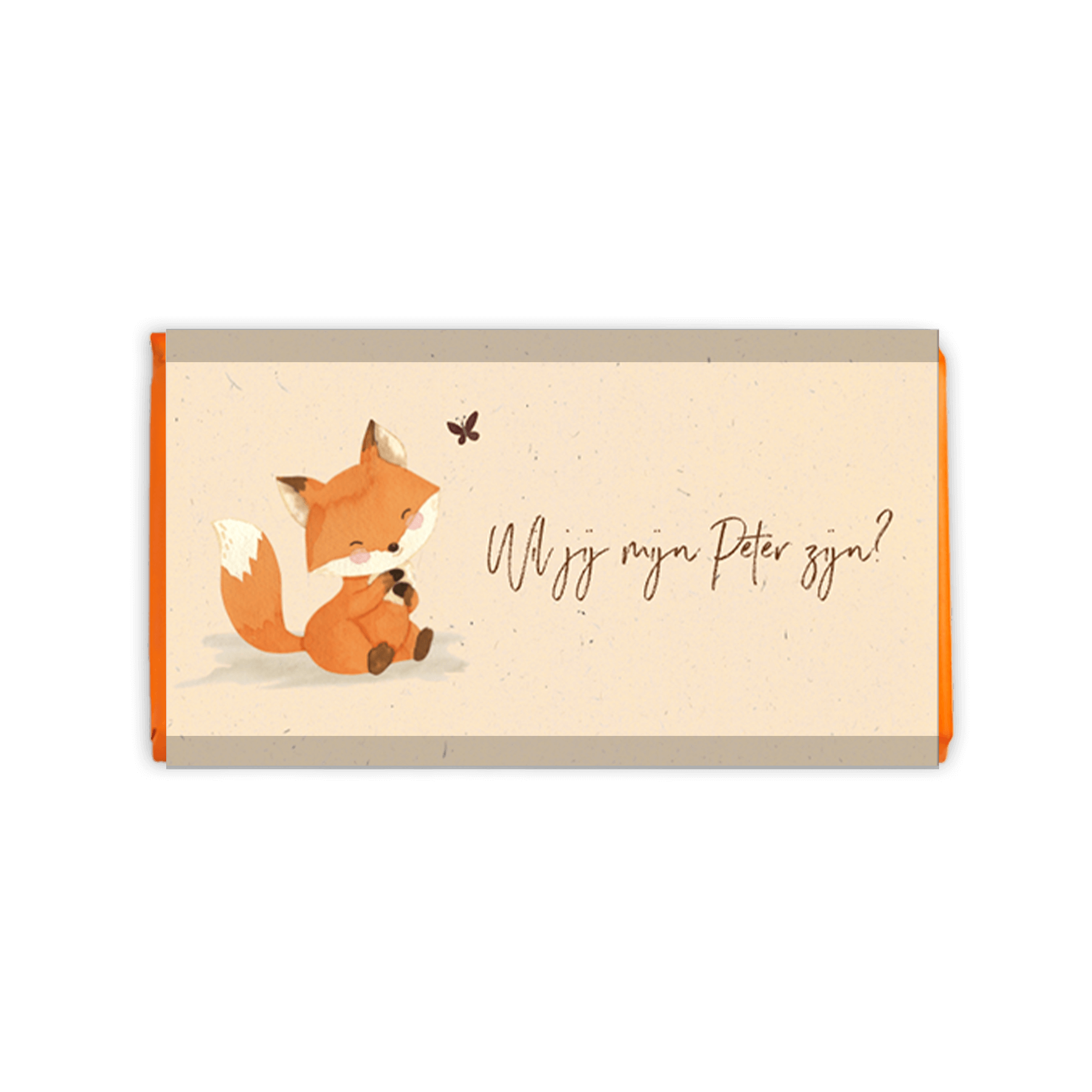 Tedere chocoladereep wikkel met een vosje