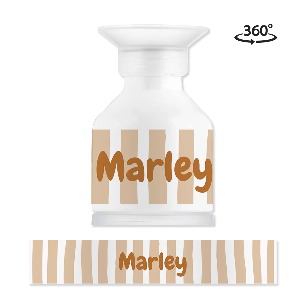 Dopper met beige strepen en naam