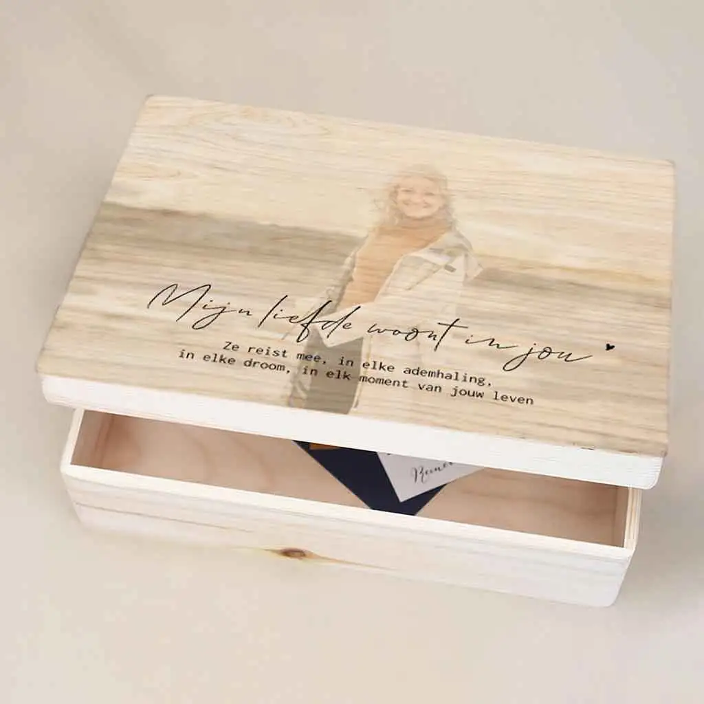 Memorybox met foto en gedicht - troostrijk en liefdevol