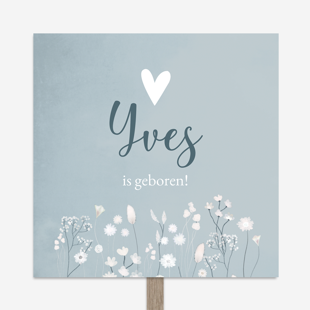 Tuinbord Blauw Bloemen Jongen Romantisch