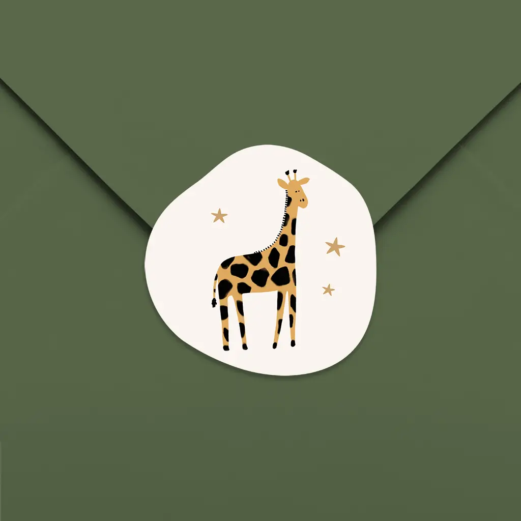Sluitsticker organische vorm met giraf - per 20 stuks