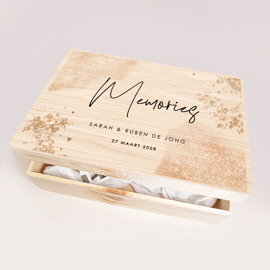 Wedding memory box met gouden confetti