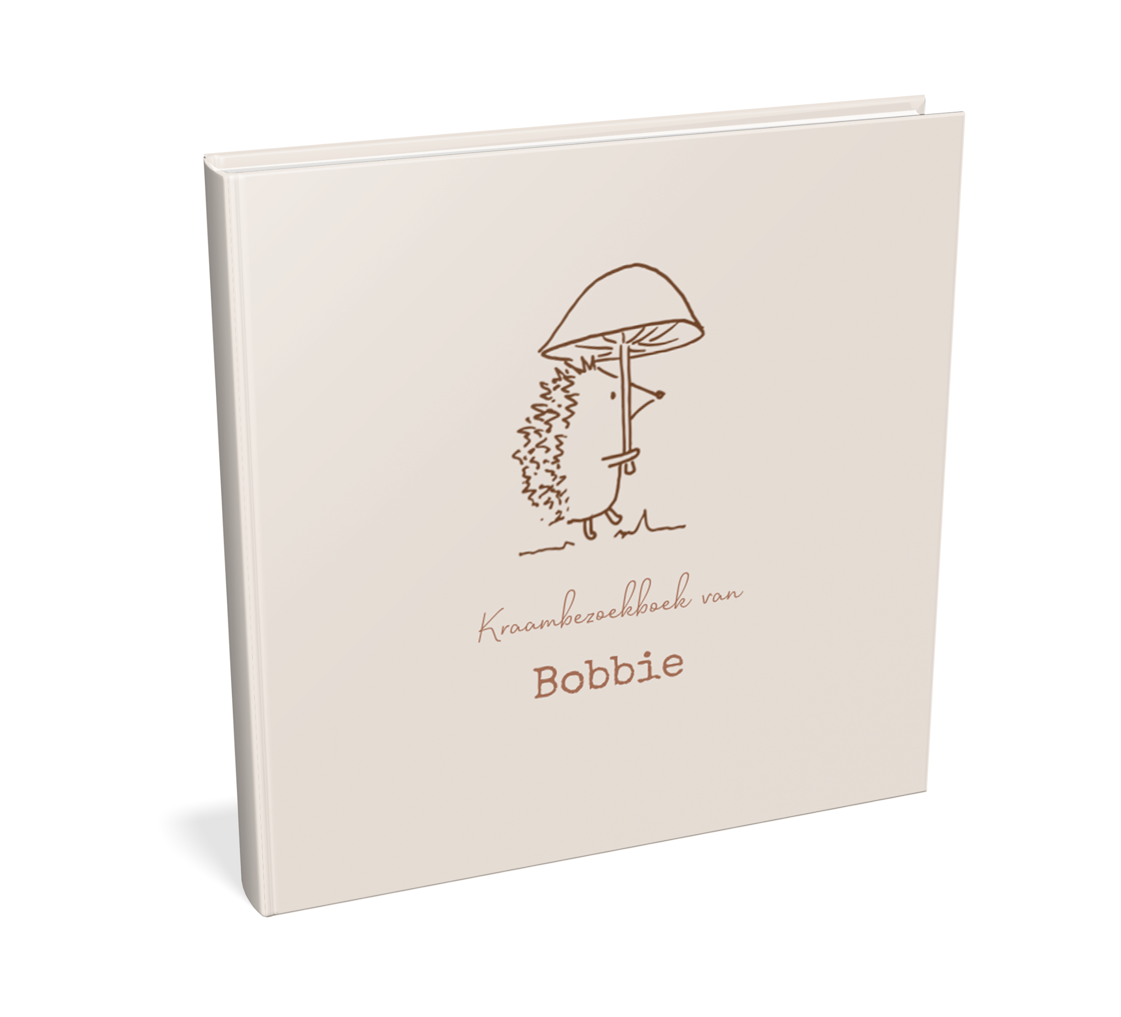 Lief kraambezoekboek met lijntekening van egeltje