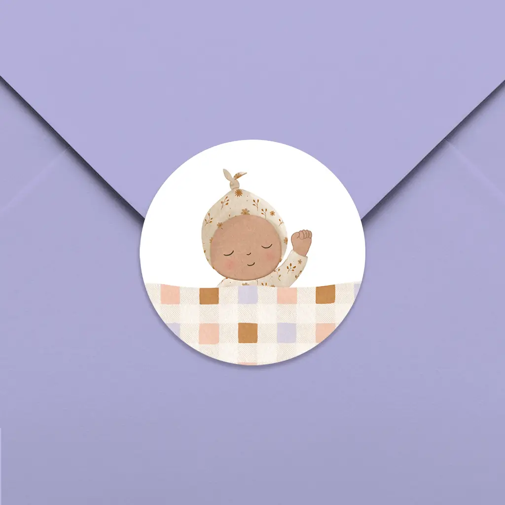 Sluitsticker met baby en dekentje - per 25 stuks