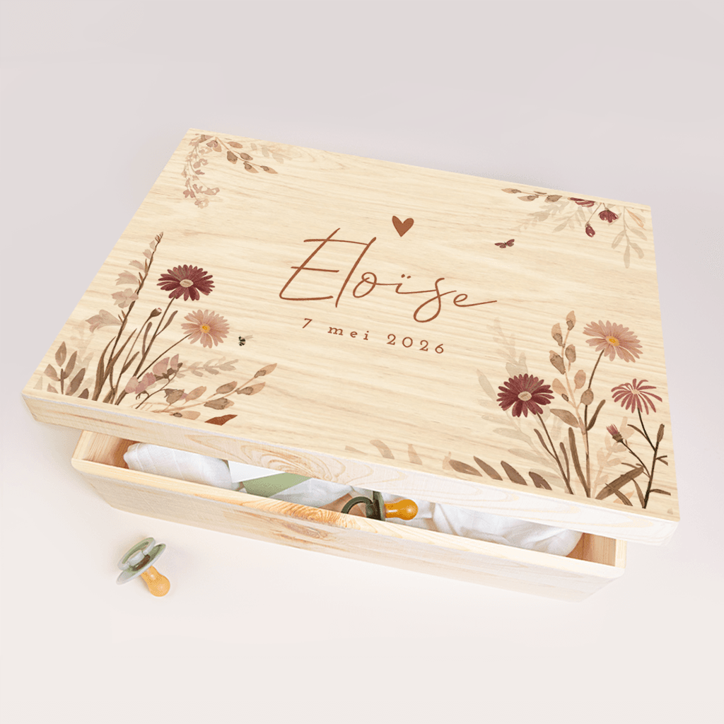 Memory box baby met veldbloemen