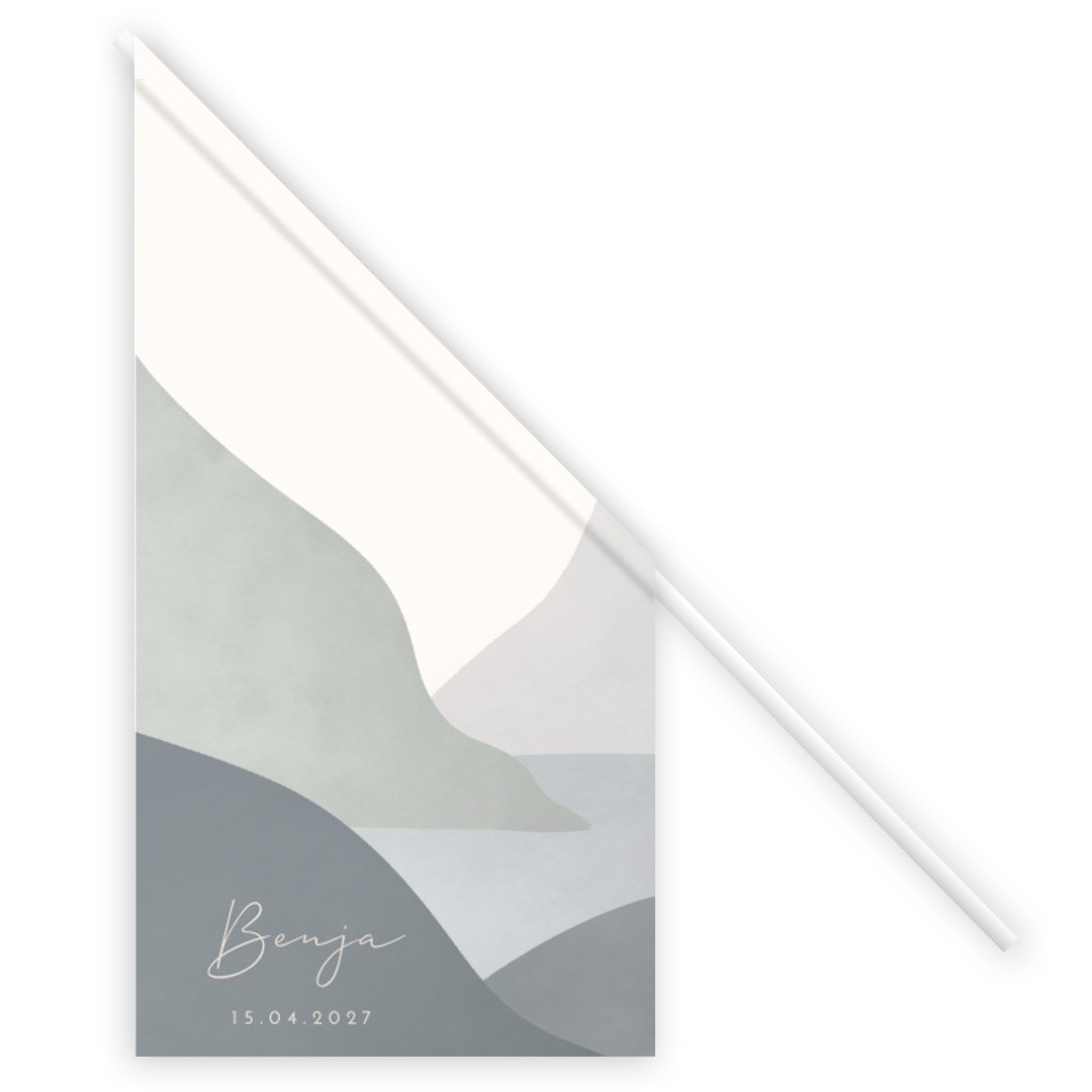 Vlag geboortekaartje jongen bergen