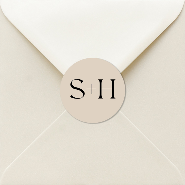 Sluitzegels huwelijk beige initialen naam