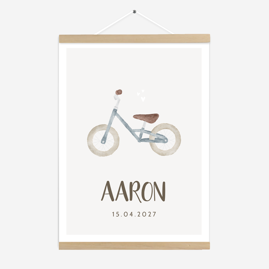 Poster Loopfiets Waterverf Kinderkamer