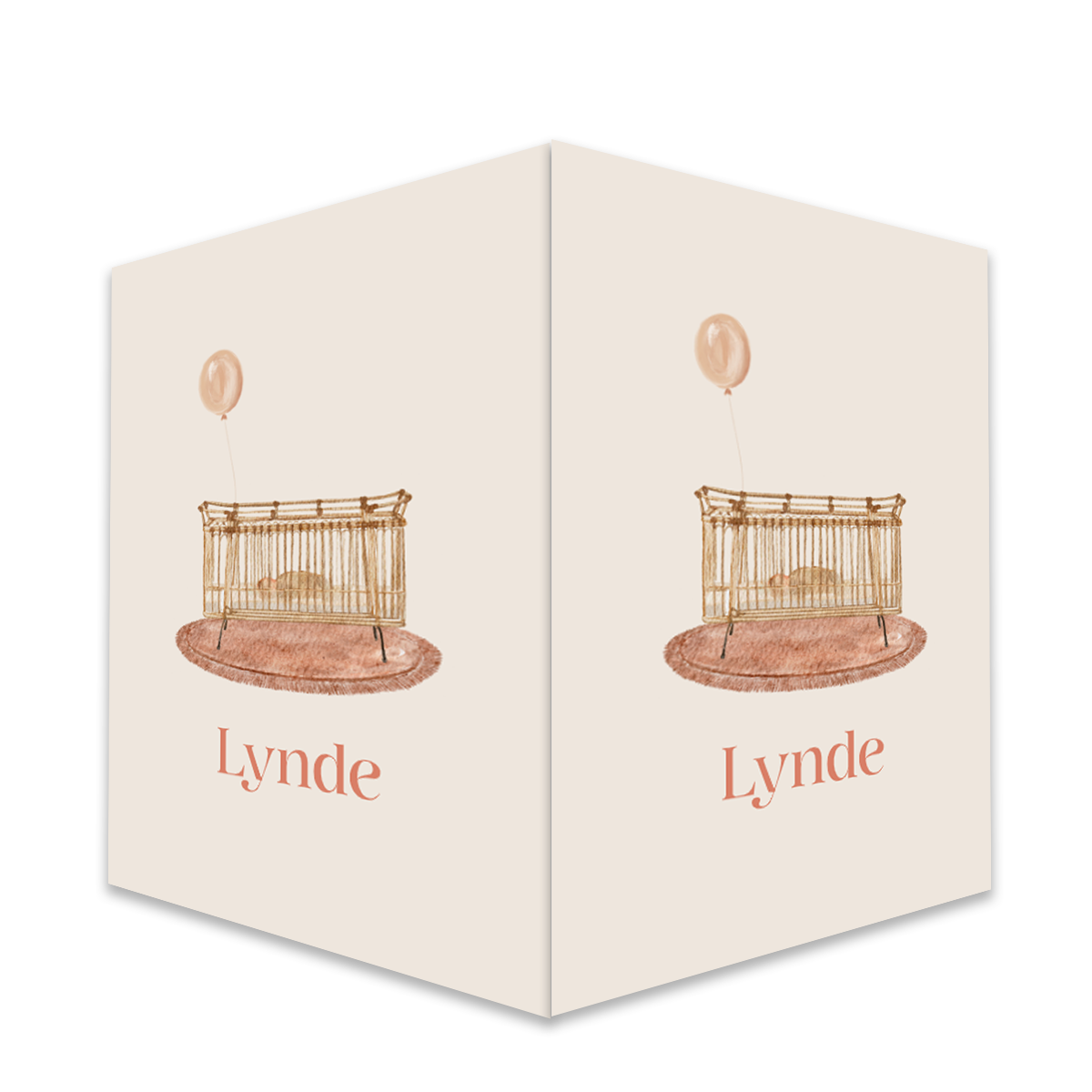 Dubbel Raambord Ledikant met Ballon en Roze Kleedje Illustratie