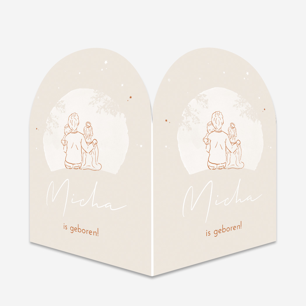 Raambord Boog Lijntekening Kindjes Maantje