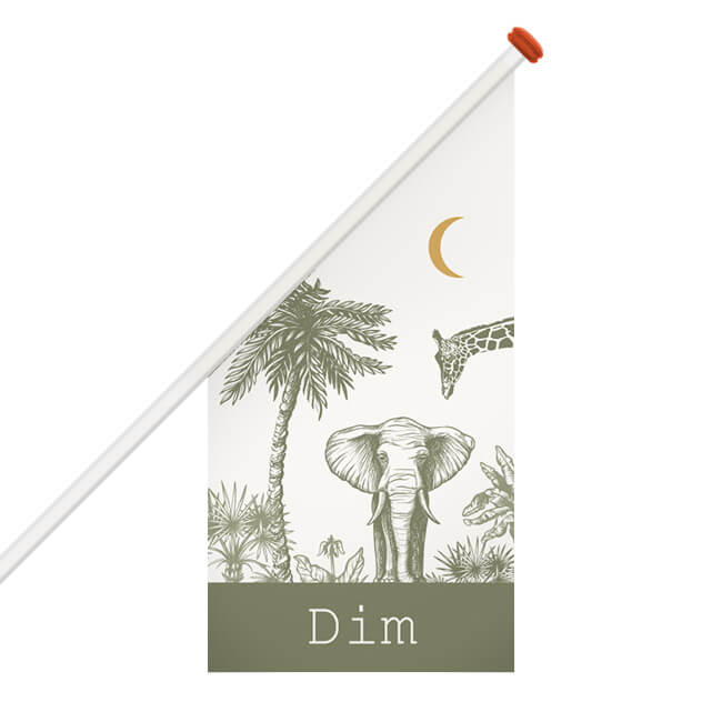 Jungle geboortevlag voor een jongen met olifant en giraffe