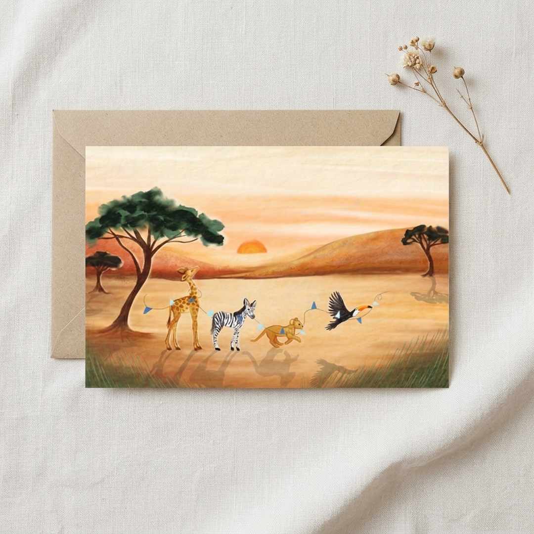 Geboortekaartje Savanne Afrika wilde dieren