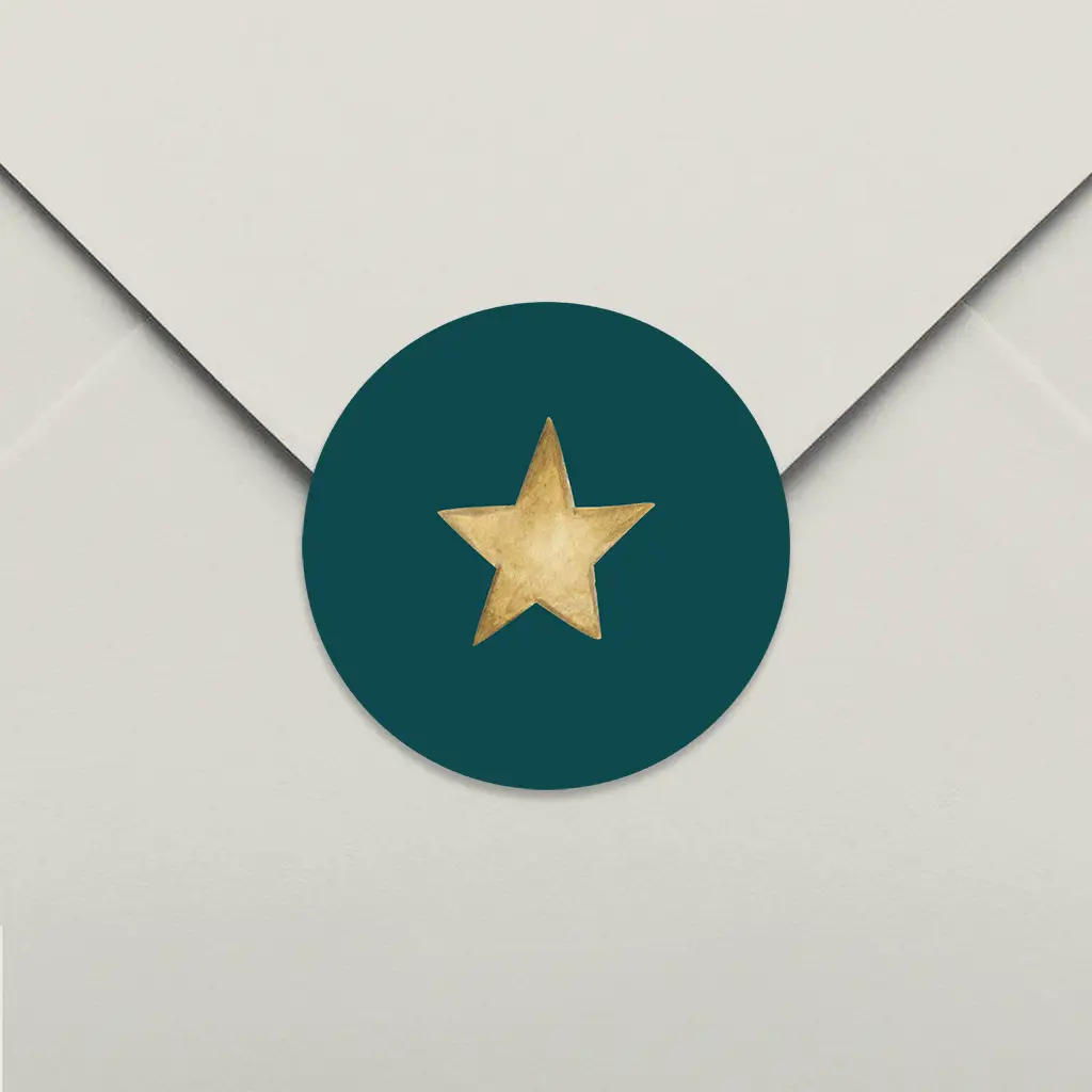 Mooie groene sluitsticker met ster - per 25 stuks
