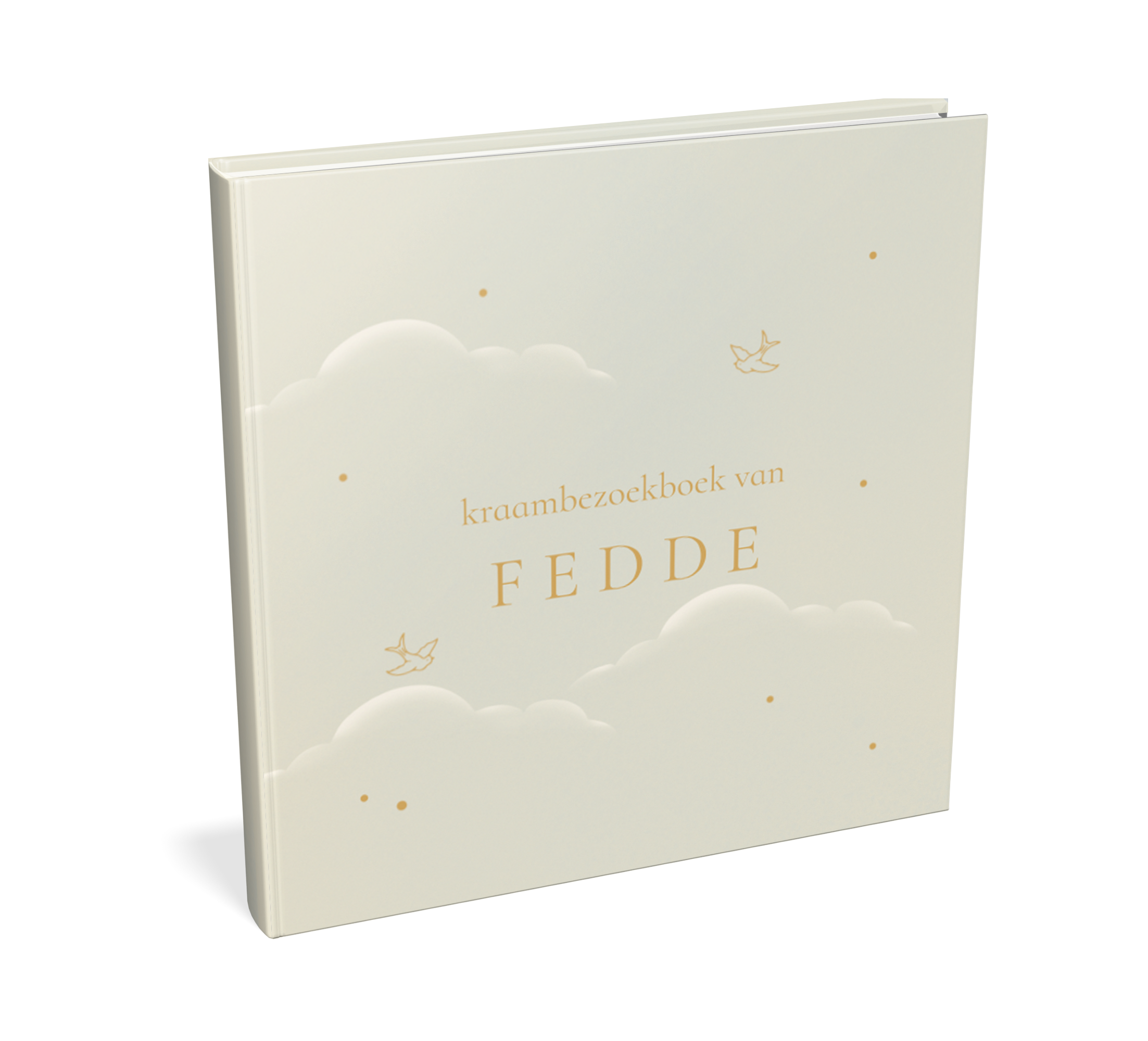 Kraambezoekboek groen met wolken en vogeltjes