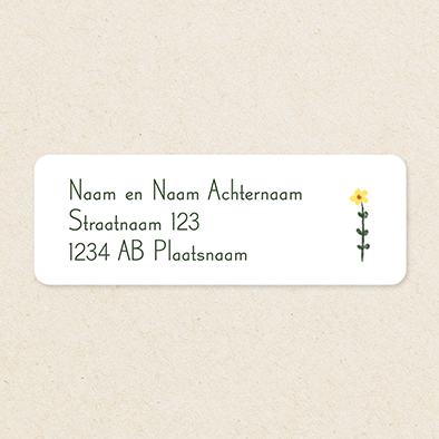 Adresstickers met geel bloemetje
