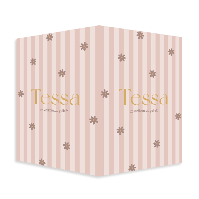 Raambord geboorte met streep print en bloemetjes