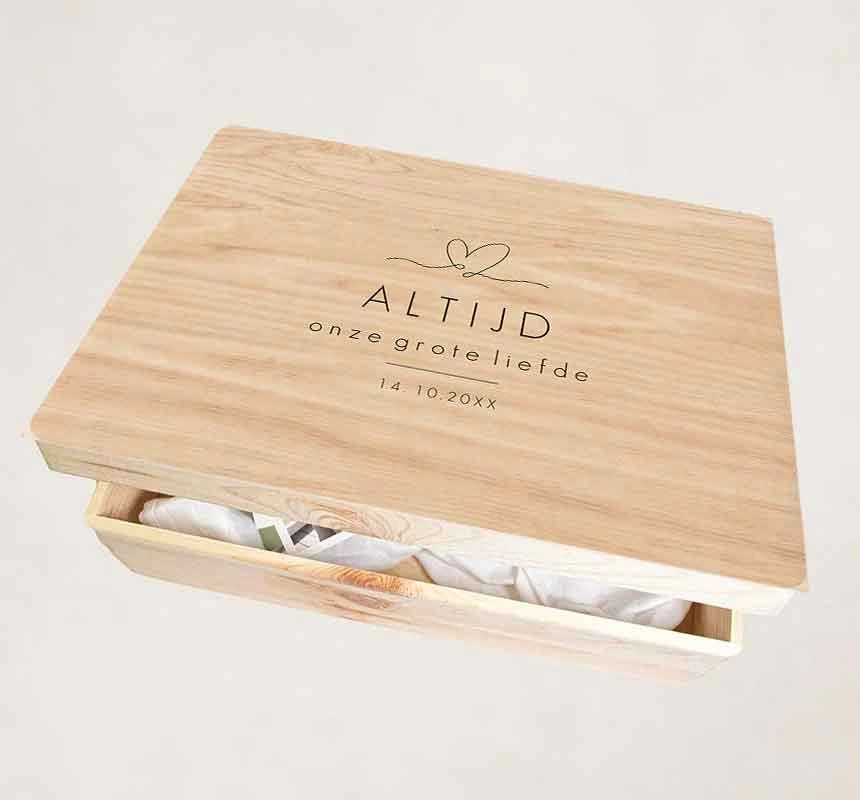 Mooie houten herinneringsdoos Altijd onze grote liefde