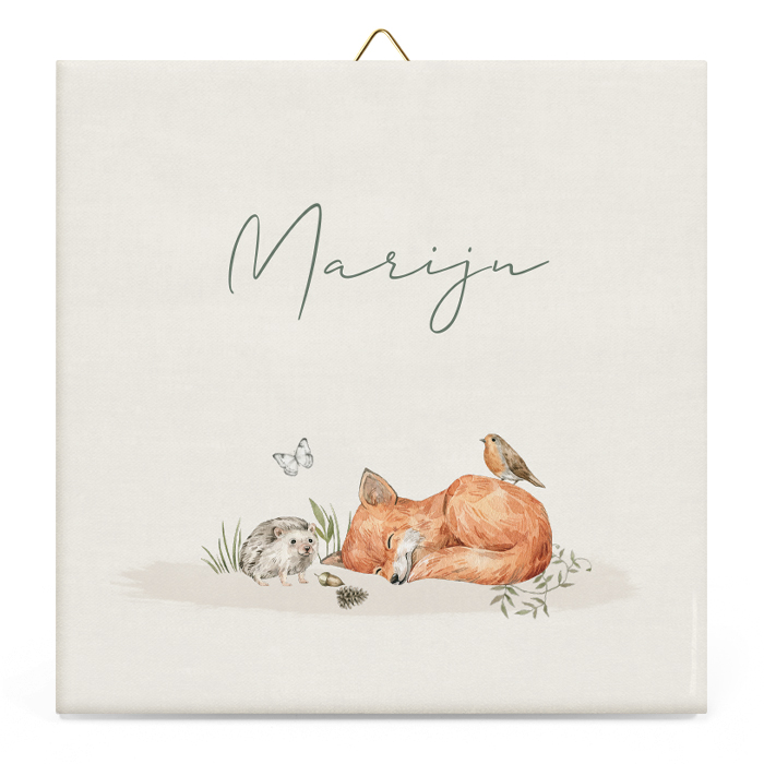 Bosdieren geboortetegeltje unisex met vosje