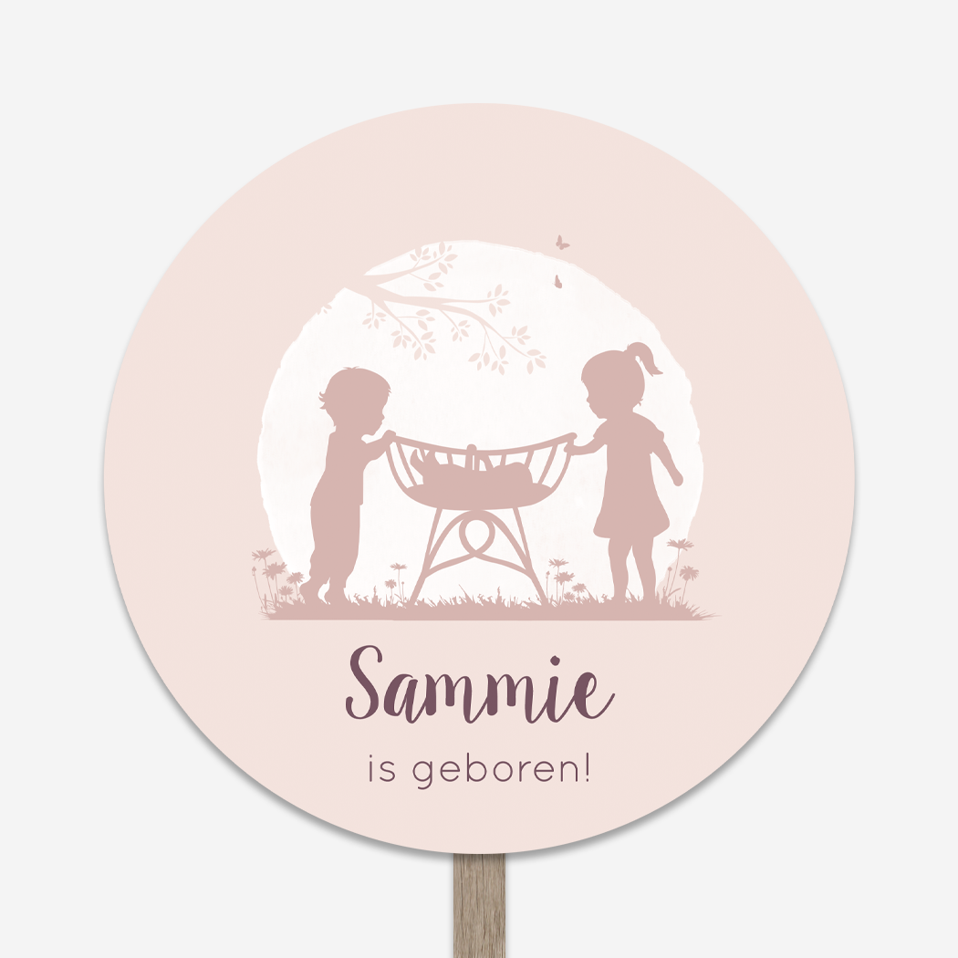 Tuinbord Rond Roze Wiegje Kindjes